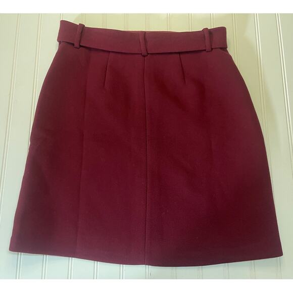 NWT Loft Belted Patch Pocket Skirt Wine Color - Size Women's 0 - Picture 6 of 7